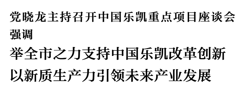 黨曉龍主持召開中國樂凱重點項目座談會